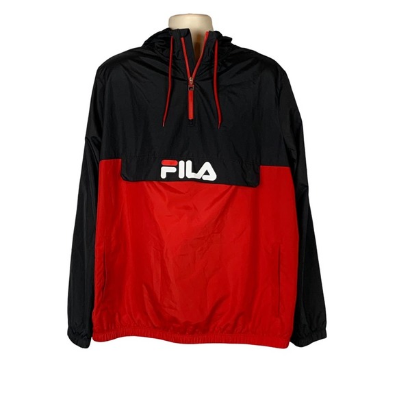 Fila Jackets & Coats Fila Mens Windbreaker Jacket Black Red Color